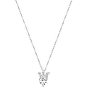 925 Pure Silver Heart and Crown Chain Pendant